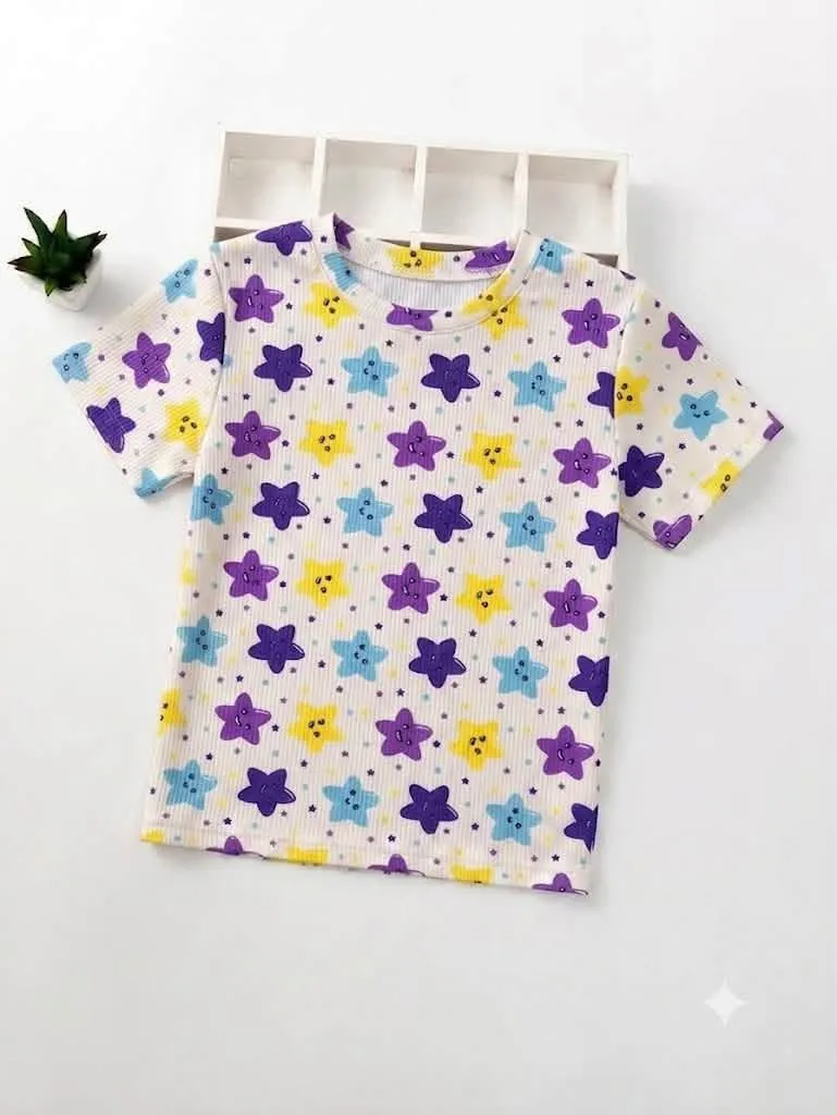 Printed Ribbed Cotton T-Shirt